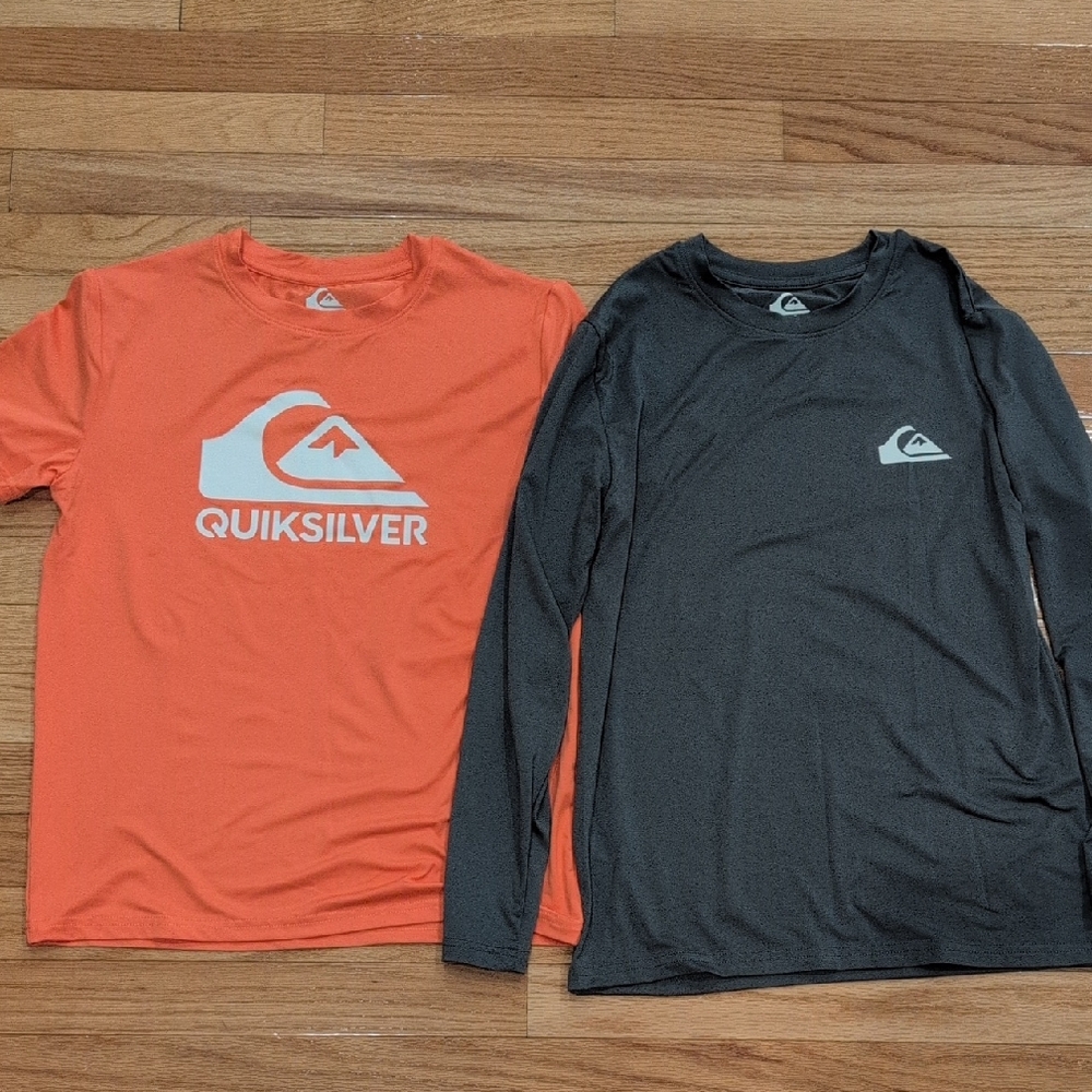 New Quiksilver Medium Boys' Rash Guard Surf Swim Shirt Short And Long Sleeve